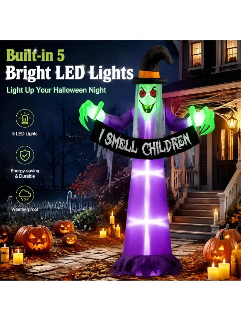 12FT Giant Halloween Inflatables Witch Outdoor Decorations, Giant Blow Ups with